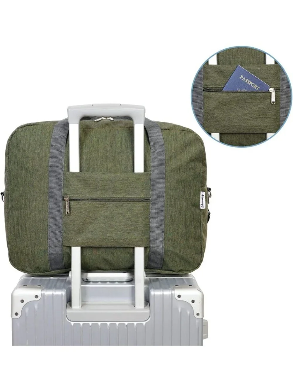 Foldable Travel Duffel Bag 30L Tote for Personal Item, Carry-On Luggage, Army